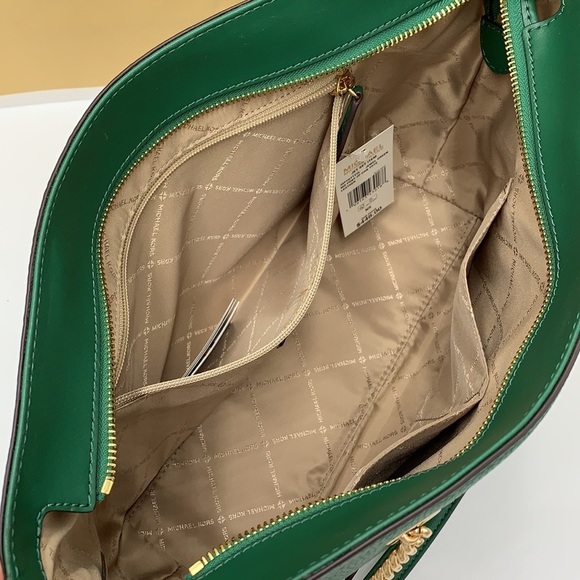 Michael Kors Jet Set Item Medium Front Pocket Shoulder Chain Tote JEWEL GREEN - Picture 9 of 16